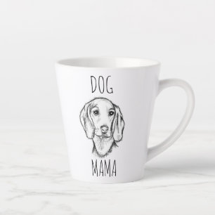 Tasse Latte croquis de teckel dessiné à la main en noir et bla