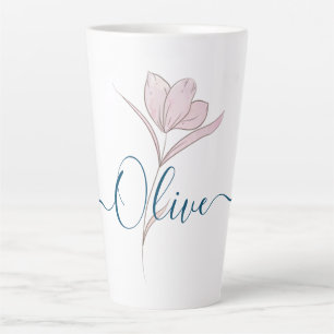 Tasse Latte Croquis floral aquarelle personnalisée