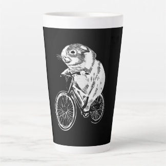 Tasse Latte Croquis mignon Bicyclette de porc Guinée | Cute Or