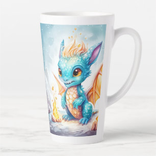 Tasse Latte Crystalized Cute Baby Dragon Bleu Bleu Bébé