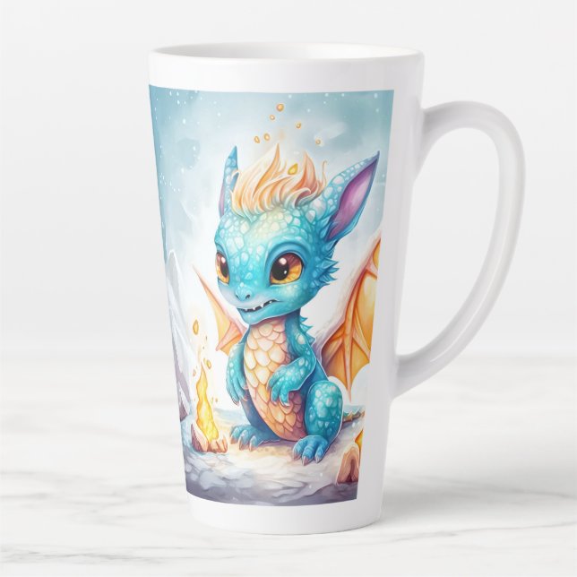 Tasse Latte Crystalized Cute Baby Dragon Bleu Bleu Bébé (Droite)