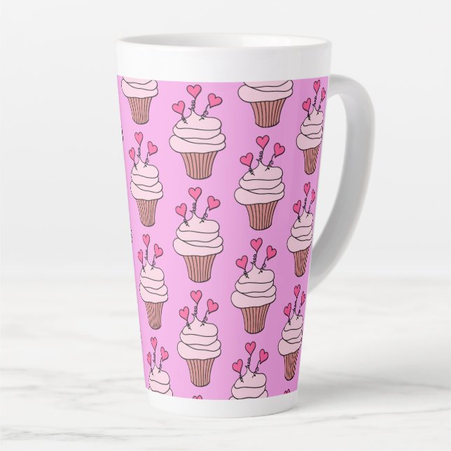 Tasse Latte Cubes Cupcakes Rose (Angle droit)