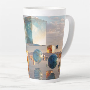 Tasse Latte Cubes et sphères flottants surréalistes