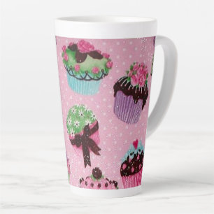Tasse Latte Cupcake rose