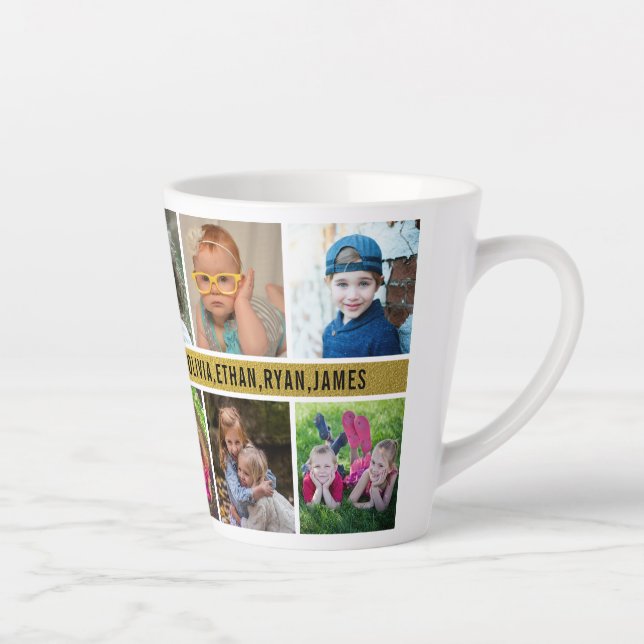 Tasse Latte Custom 10 Photo Collage We Love You Tante (Droite)