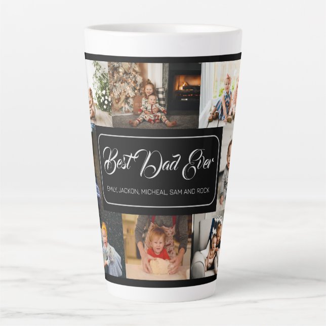 Tasse Latte Custom 8 Photo Collage Meilleure bouteille d'eau p (Devant)