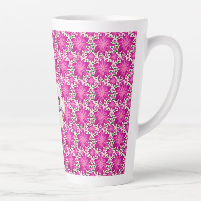 Tasse Latte Custom and personalized pink floral  (Droite)