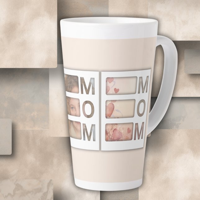 Tasse Latte Custom best Mom 3 Photo Grid Birthday Keepsake (Créateur téléchargé)