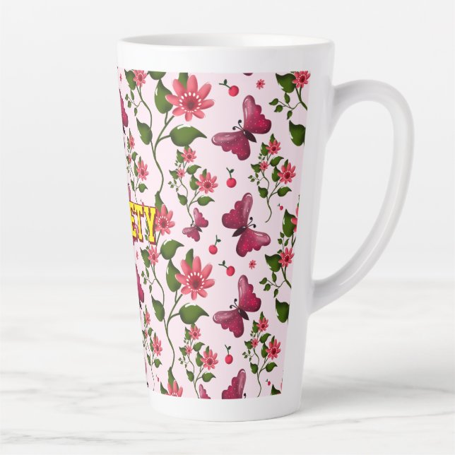 Tasse Latte Custom floral butterfly pattern  (Droite)