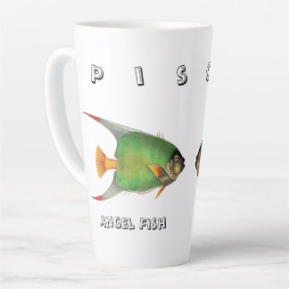 Tasse Latte Custom Green Angel Fish Pisces Astrological Sign