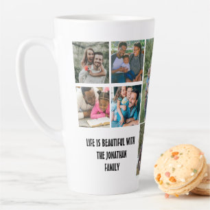 Tasse Latte Custom Modern Family 10 Photo Collage Modèle