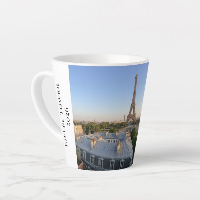 Tasse Latte Custom Paris Panoramic Skyline View Eiffel Tower (Angle gauche)