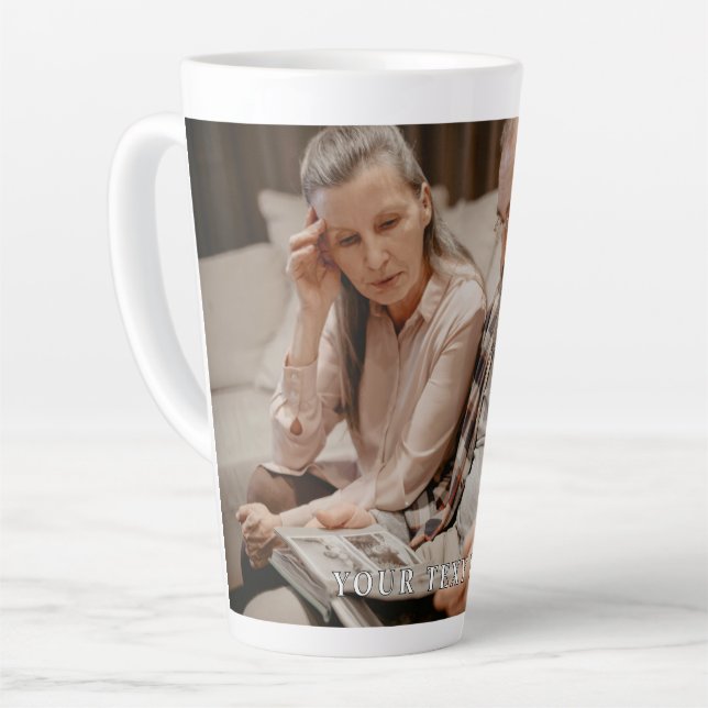 Tasse Latte Custom Photo Gallery and Personalized Text (Angle gauche)