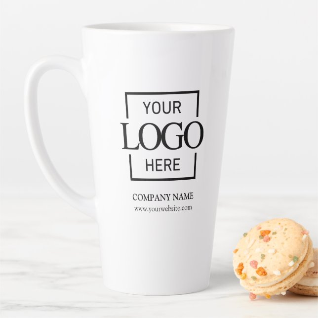 Tasse Latte Custom Small Business Logo Personalized Branded (En situation)