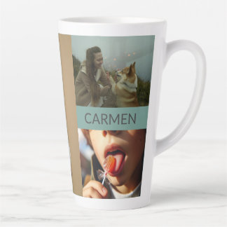 Tasse Latte Custom Three-Photo Collage and Personalized Text