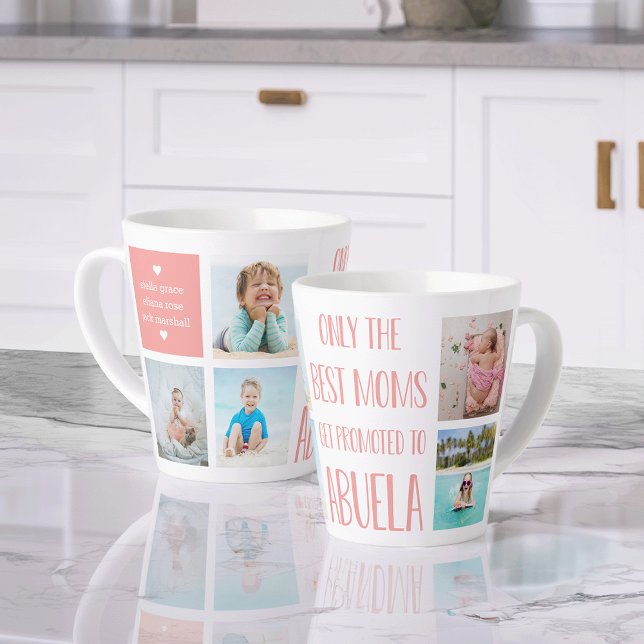 Tasse Latte Cute Abuela Grandchildren Photo et nom (Créateur téléchargé)