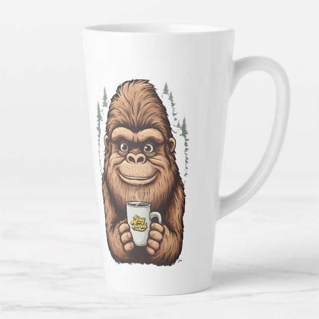 Tasse Latte Cute Bigfoot Drinking Coffee  Funny Sasquatch  (Droite)