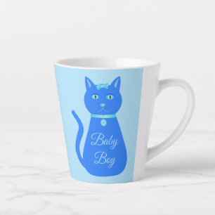 Tasse Latte Cute Blue Baby Boy Chat Personnalisé Genre Reveill