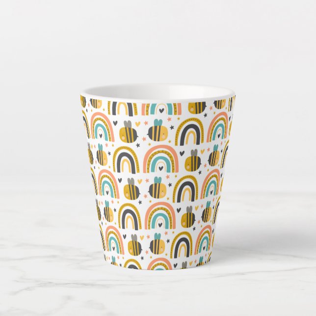 Tasse Latte Cute Bumble Bee et Rainbows Motif (Devant)