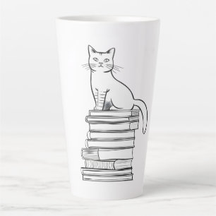 Tasse Latte Cute chat sur livres