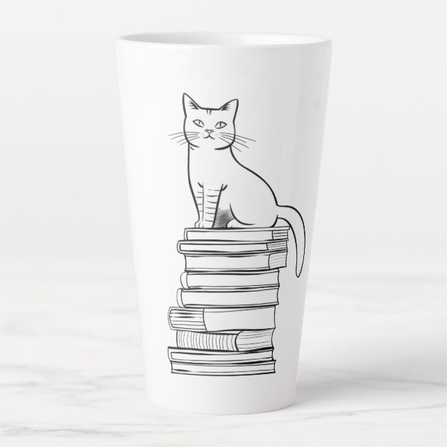 Tasse Latte Cute chat sur livres (Devant)