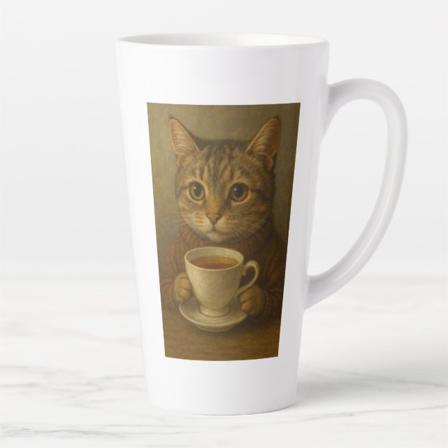 Tasse Latte Cute chaton boit du thé avec vous. (Droite)