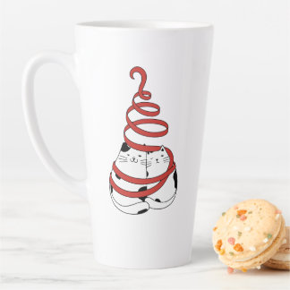 Tasse Latte Cute Christmas cat couples in love minimalist 