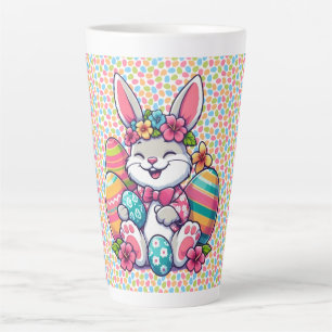 Tasse Latte Cute, & coloré lapin hawaïen/tropical de Pâques