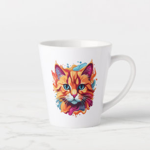 Tasse Latte Cute Colorful Chat Face-87002