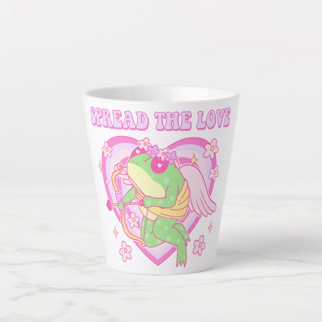 Tasse Latte Cute Cupid Frog - Étaler l'amour (Devant)
