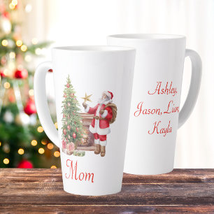 Tasse Latte Cute Custom Mom Aquarelle Noël Père Noël