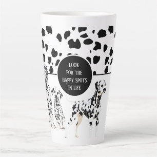 Tasse Latte Cute Dalmatienne, en noir et blanc, des endroits h