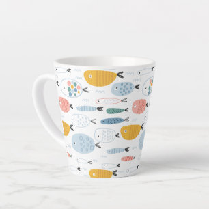 Tasse Latte Cute Doodle École de Motif de poisson