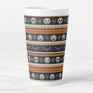 Tasse Latte Cute, fine île/colorwork Halloween crâne et chauve
