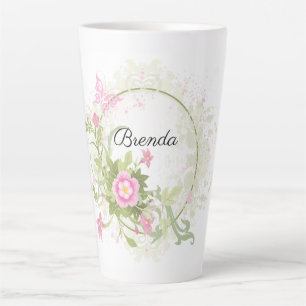 Tasse Latte Cute florale rose florale cuite latte