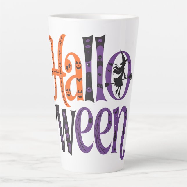 Tasse Latte Cute halloween orange purple (Devant)