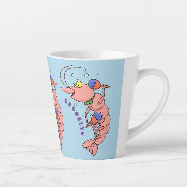 Tasse Latte Cute happy shrimp, dessin animé de crevettes (Droite)