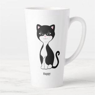 Tasse Latte Cute Happy Tuxedo Chat
