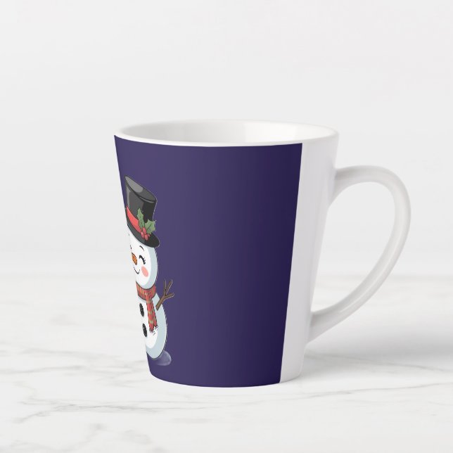 Tasse Latte Cute Holiday Reindeer & Snowman (Droite)