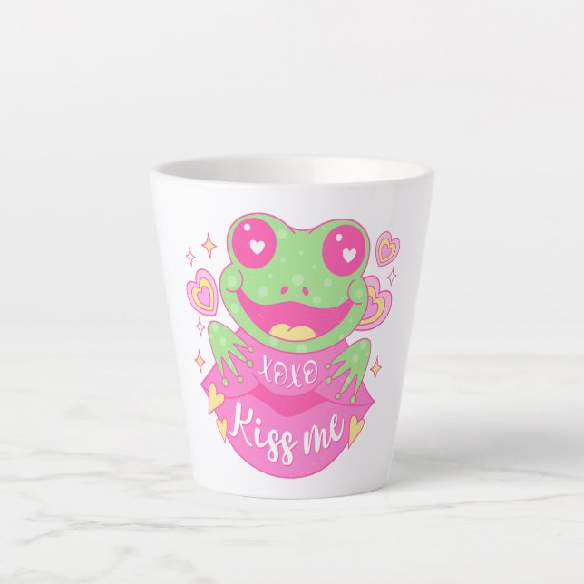 Tasse Latte Cute Kiss Me Frog - Xoxo (Devant)