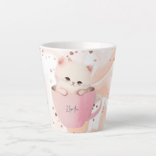 Tasse Latte Cute Kitten dans une Tea up