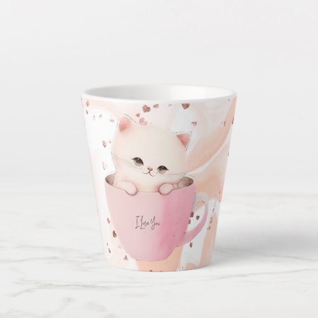 Tasse Latte Cute Kitten dans une Tea up (Devant)