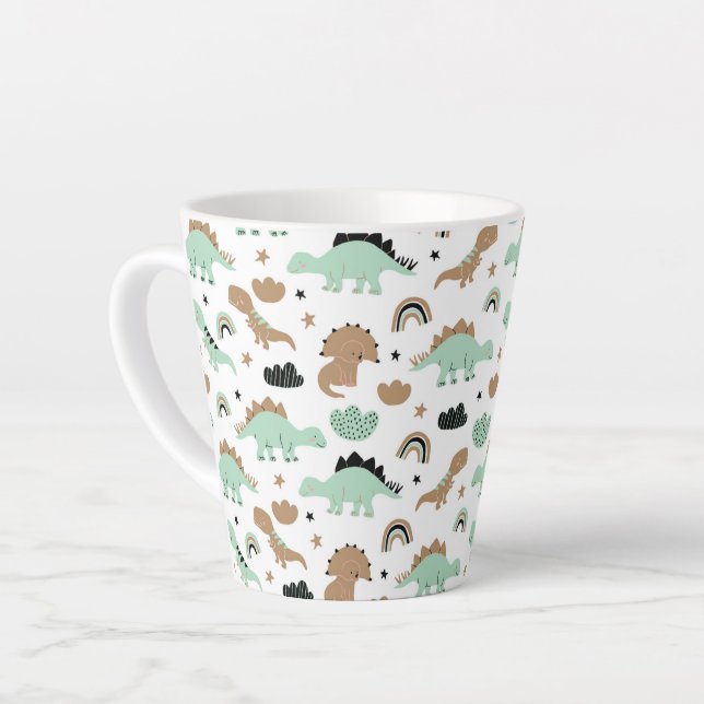 Tasse Latte Cute Mint Green Dinosaur Motif (Angle gauche)