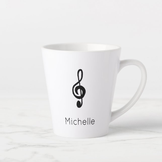 Tasse Latte Cute Musical Treble Clef Personnalisé (Droite)