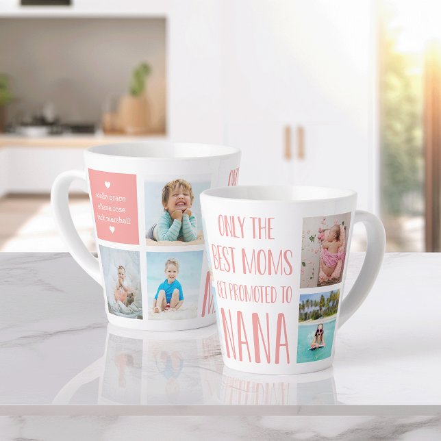 Tasse Latte Cute Nana Petits-enfants Photo et nom (Créateur téléchargé)