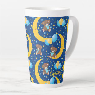 Tasse Latte Cute ours en peluche assis sur le Motif de la lune