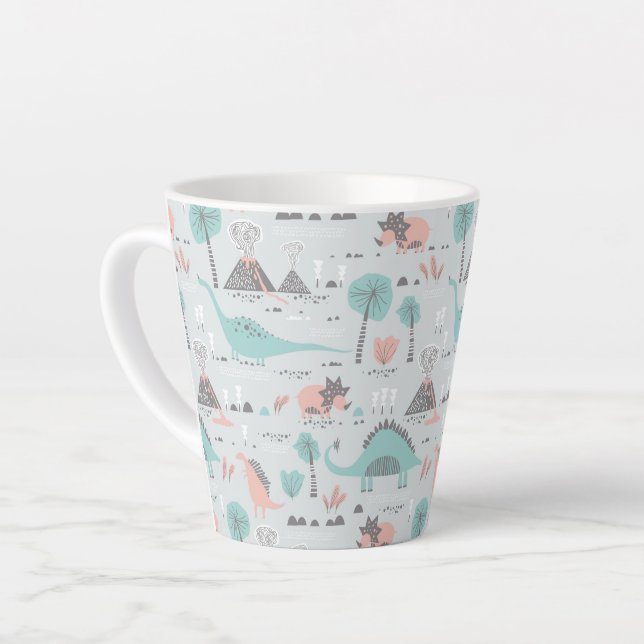 Tasse Latte Cute Pastel Dinosaur Motif (Angle gauche)