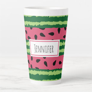 Tasse Latte Cute pastèque Motif rose et vert