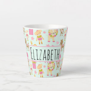 Tasse Latte Cute Pattern avec Whimsical Animals & Toys