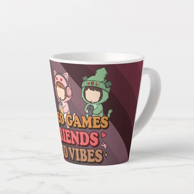 Tasse Latte Cute Pixel Gamer Friends Art Piece (Angle droit)